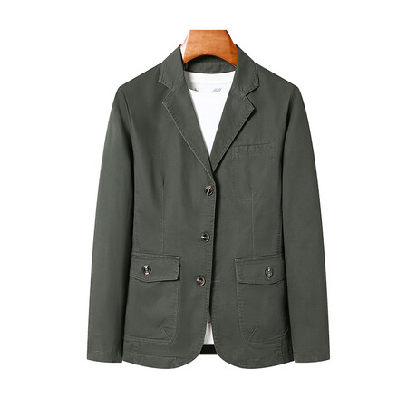 3-Buttons Single-Breasted Casual  Blazer // Army Green (XS)