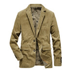 2-Buttons Single-Breasted Corduroy Blazer // Khaki (XS)