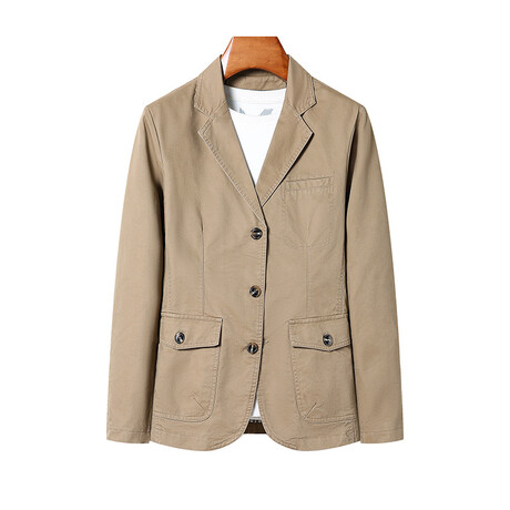 3-Buttons Single-Breasted Casual  Blazer // Khaki (XS)