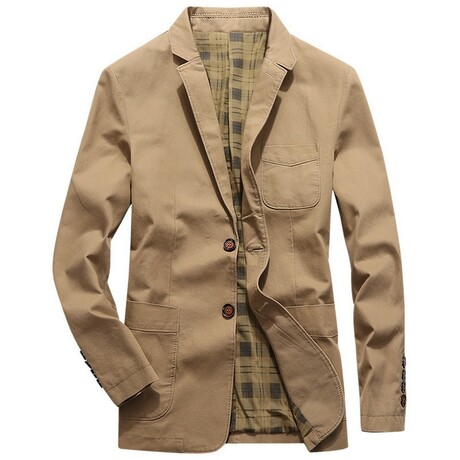 2-Buttons Single-BreastedCasual Blazer // Khaki (XS)