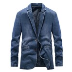 2-Buttons Single-Breasted Denim Blazer // Blue (S)