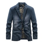 2-Buttons Single-Breasted Denim Blazer // Dark Blue (XS)