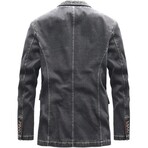 2-Buttons Single-Breasted Chest Pocket Denim Blazer // Grey (XS)