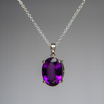 Genuine Sterling Silver Amethyst Gemstone Pendant with 18" Sterling Silver Chain // v.7