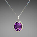 Genuine Sterling Silver Amethyst Gemstone Pendant with 18" Sterling Silver Chain // v.2