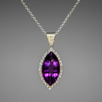 Genuine Sterling Silver Amethyst Gemstone Pendant with 18" Sterling Silver Chain // v.1