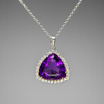 Genuine Sterling Silver Amethyst Gemstone Pendant with 18" Sterling Silver Chain // v.3
