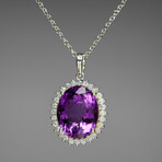 Genuine Sterling Silver Amethyst Gemstone Pendant with 18" Sterling Silver Chain // v.2