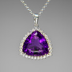 Genuine Sterling Silver Amethyst Gemstone Pendant with 18" Sterling Silver Chain // v.3