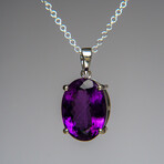 Genuine Sterling Silver Amethyst Gemstone Pendant with 18" Sterling Silver Chain // v.6