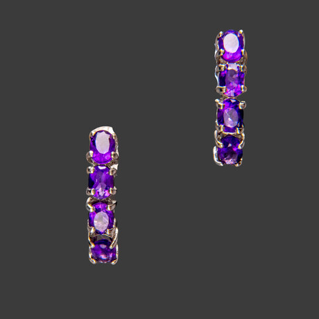 Genuine Sterling Silver Amethyst Earring // v.1