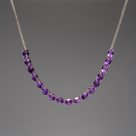 Genuine Sterling Silver Amethyst Necklace