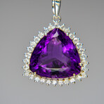 Genuine Sterling Silver Amethyst Gemstone Pendant with 18" Sterling Silver Chain // v.3