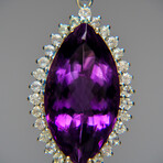 Genuine Sterling Silver Amethyst Gemstone Pendant with 18" Sterling Silver Chain // v.1