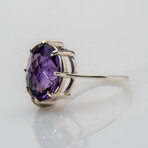 Genuine Amethyst Gemstone Sterling Silver Ring // Size 7 // v.1