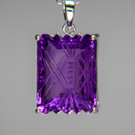 Genuine Sterling Silver Amethyst Gemstone Pendant with 18" Sterling Silver Chain // v.4