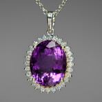 Genuine Sterling Silver Amethyst Gemstone Pendant with 18" Sterling Silver Chain // v.2
