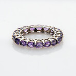 Genuine Amethyst Gemstone Sterling Silver Ring // Size 7 // v.2