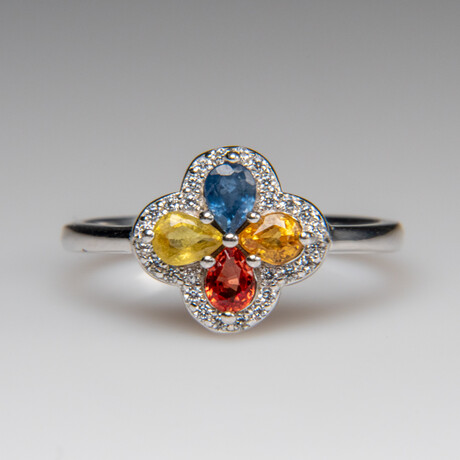 Genuine Gemstone Sterling Silver Ring // Size 7