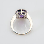 Genuine Amethyst Gemstone Sterling Silver Ring // Size 7 // v.1