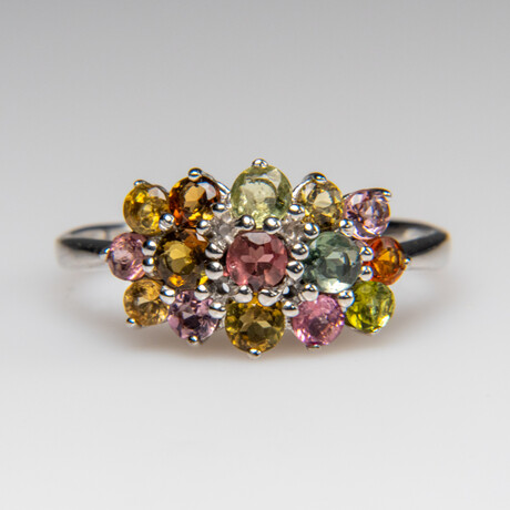 Genuine Gemstone Sterling Silver Ring // Size 7.5