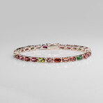 Genuine Tourmaline Gemstone Tennis Bracelet in .925 Sterling Silver