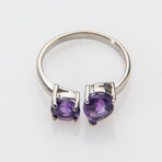 Genuine Amethyst Gemstone Sterling Silver Ring // Size 6