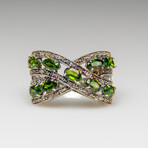 Genuine Tsavorite Garnet Gemstone Sterling Silver Ring // Size 9