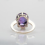 Genuine Amethyst Gemstone Sterling Silver Ring // Size 7 // v.1