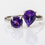 Genuine Amethyst Gemstone Sterling Silver Ring // Size 6