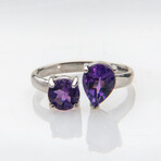 Genuine Amethyst Gemstone Sterling Silver Ring // Size 6