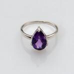 Amethyst Gemstone Sterling Silver Ring // Size 9