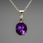 Genuine Sterling Silver Amethyst Gemstone Pendant with 18" Sterling Silver Chain // v.5