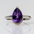 Amethyst Gemstone Sterling Silver Ring // Size 9