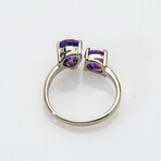 Genuine Amethyst Gemstone Sterling Silver Ring // Size 6