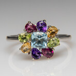 Genuine Gemstone Sterling Silver Ring // Size 8