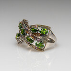 Genuine Tsavorite Garnet Gemstone Sterling Silver Ring // Size 9