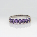 Genuine Amethyst Gemstone Sterling Silver Ring // Size 7 // v.3