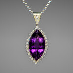 Genuine Sterling Silver Amethyst Gemstone Pendant with 18" Sterling Silver Chain // v.1