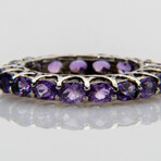 Genuine Amethyst Gemstone Sterling Silver Ring // Size 7 // v.2