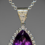 Genuine Sterling Silver Amethyst Gemstone Pendant with 18" Sterling Silver Chain // v.1