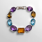 Genuine Sterling Silver Multi-Gemstone Bracelet