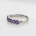 Genuine Amethyst Gemstone Sterling Silver Ring // Size 7 // v.3