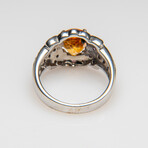 Genuine Citrine with Rhodolite Gemstone Sterling Silver Ring // Size 8.5 // v.2