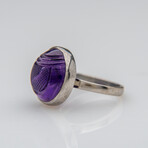 Genuine Amethyst Gemstone Sterling Silver Ring // Size 6 3/4 // v.1