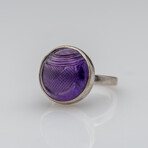 Genuine Amethyst Gemstone Sterling Silver Ring // Size 6 3/4 // v.1