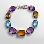 Genuine Sterling Silver Multi-Gemstone Bracelet