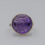 Genuine Amethyst Gemstone Sterling Silver Ring // Size 6 3/4 // v.1