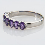 Genuine Amethyst Gemstone Sterling Silver Ring // Size 7 // v.3