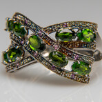 Genuine Tsavorite Garnet Gemstone Sterling Silver Ring // Size 9